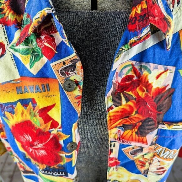 Riggings Blue/Red Hawaiian Shirt S - Picture 2 of 8